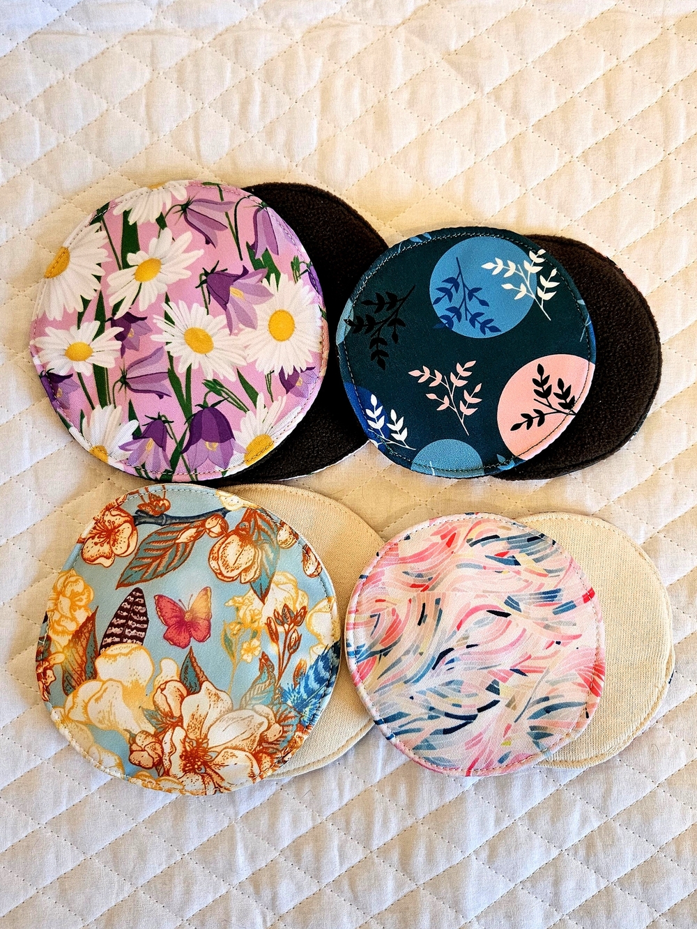 Reusable Nursing Pads - Bamboo Charcoal & Hemp Cotton Bright Set - 8 pieces